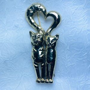 Vintage AJC "Cats in Love" Pin / Brooch